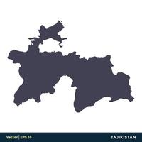Tayikistán - Asia países mapa icono vector logo modelo ilustración diseño. vector eps 10