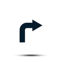 Turn Right Sign Icon Vector Logo Template. Arrow Pointer Flat Design