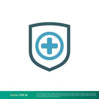 Shield and Cross Medical, Healthcare Icon Vector Logo Template Illustration Design. Vector EPS 10.