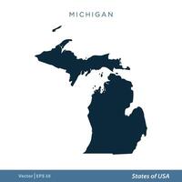 Michigan - States of US Map Icon Vector Template Illustration Design. Vector EPS 10.