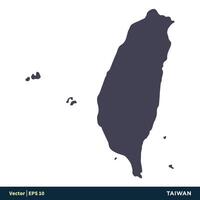 Taiwán - Asia países mapa icono vector logo modelo ilustración diseño. vector eps 10