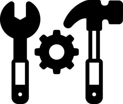 Solid black icon for tool vector
