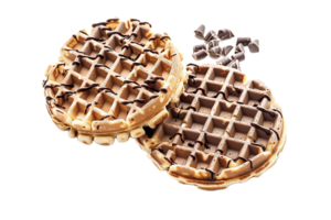 ai gerado Belga waffle coberto com açoitado chocolate creme png