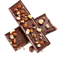 ai generato lussuoso buio cioccolato bar con noccioline png