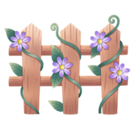 Fence with purple flowering vines png