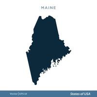 Maine - States of US Map Icon Vector Template Illustration Design. Vector EPS 10.