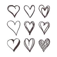 Set Heart Shape Hand Drawn Icon Vector Logo Template Illustration Design EPS 10.