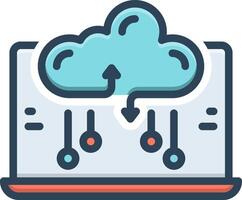 Vector color icon for cloud computing