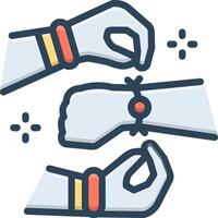 Vector color icon for rakhi in hand