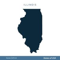 Illinois - States of US Map Icon Vector Template Illustration Design. Vector EPS 10.