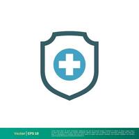 Shield and Cross Medical, Healthcare Icon Vector Logo Template Illustration Design. Vector EPS 10.