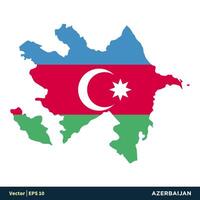 azerbaiyán - Europa países mapa y bandera vector icono modelo ilustración diseño. vector eps 10