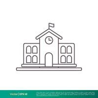 School Building Icon Vector Logo Template Illustration Design. Vector EPS 10.