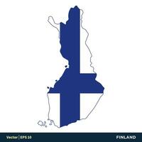 Finland - Europe Countries Map and Flag Vector Icon Template Illustration Design. Vector EPS 10.