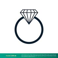 Diamond Ring Icon Vector Logo Template Illustration Design EPS 10.
