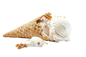 AI generated Melting Vanilla Ice Cream Cone png