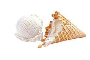 AI generated Melting Vanilla Ice Cream Cone png