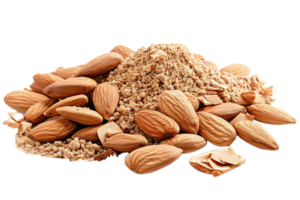 AI generated Almond Nuts and Ground Almond Pile png