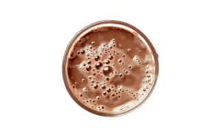 AI generated Bubbly Hot Chocolate in a Clear Glass Cup top view png