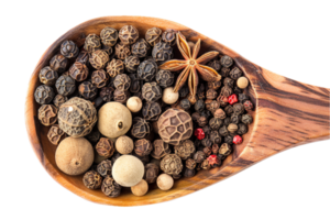 AI generated Assorted Exotic Spices in Wooden Spoon png