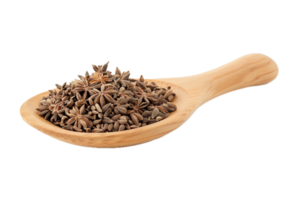 AI generated Dried Aniseed in a Rustic Wooden Spoon png