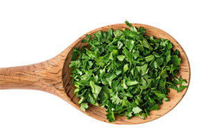 AI generated Fresh Chopped Parsley in Wooden Spoon png