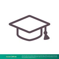 graduado sombrero educación icono vector logo modelo ilustración diseño. vector eps 10