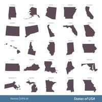 States of US Map set Vector Template Illustration Design. Vector EPS 10.