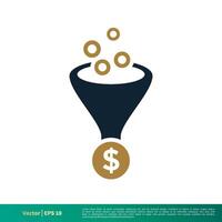 Funnel, Filter and Money Icon Vector Logo Template Illustration Design. Vector EPS 10.