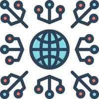 Vector color icon for network