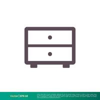 Cabinet Drawer Interior Icon Vector Logo Template Illustration Design. Vector EPS 10.