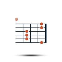 B, Basic Guitar Chord Chart Icon Vector Template