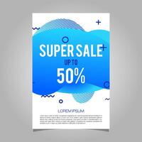 Super Sale 50 percent banner. Liquid background blue color vector template illustration design EPS 10