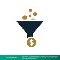 Funnel, Filter and Money Icon Vector Logo Template Illustration Design. Vector EPS 10.