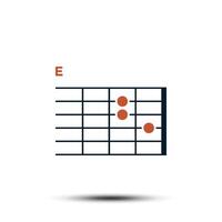 E, Basic Guitar Chord Chart Icon Vector Template