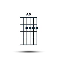A6, Basic Guitar Chord Chart Icon Vector Template