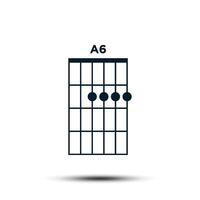 A6, Basic Guitar Chord Chart Icon Vector Template