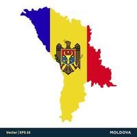 Moldavia - Europa países mapa y bandera vector icono modelo ilustración diseño. vector eps 10