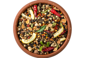 AI generated Assorted Spices in Terracotta Bowl Top View png