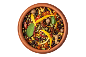 AI generated Assorted Spices in Terracotta Bowl Top View png