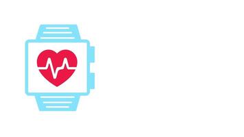 a sportwatch with a heart inside, counting the number of health and how long to exercise, with green screen. video