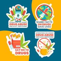 Drug Abuse and Trafficking Label Flat Cartoon Hand Drawn Templates Background Illustration vector