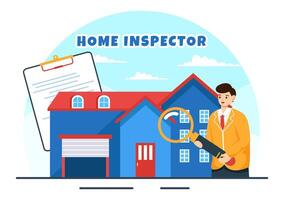 Home Inspector Vector Illustration with Checks the Condition of the House and Writes a Report for Maintenance Rent Search in Flat Background