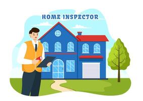 Home Inspector Vector Illustration with Checks the Condition of the House and Writes a Report for Maintenance Rent Search in Flat Background