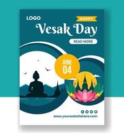 Vesak Day Vertical Poster Flat Cartoon Hand Drawn Templates Background Illustration vector