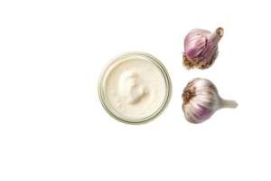 AI generated Garlic Cream Soup with Fresh Herbs Top View png