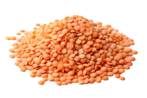 ai generado pila de crudo naranja lentejas png