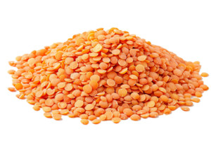 ai generado pila de crudo naranja lentejas png