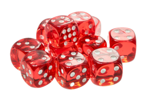 AI generated Cluster of Red Transparent Dice png