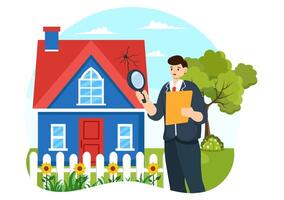 Home Inspector Vector Illustration with Checks the Condition of the House and Writes a Report for Maintenance Rent Search in Flat Background